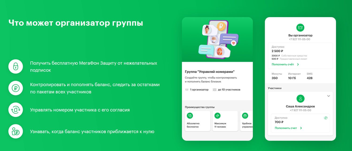 Услуга МегаФон "Управляй номерами"